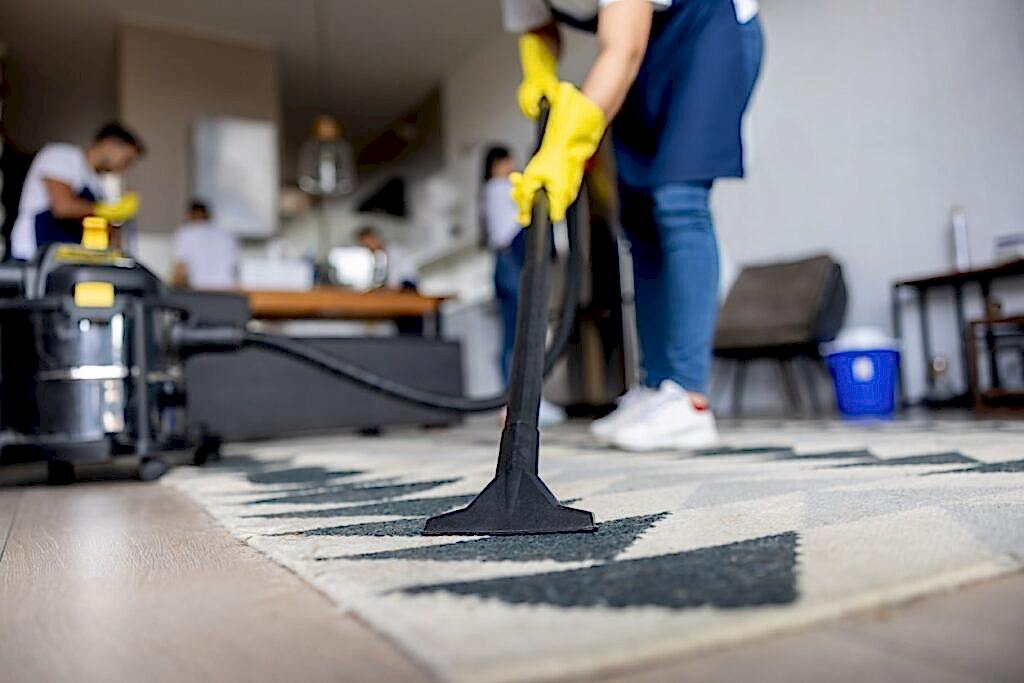 Post-construction cleaning in progress