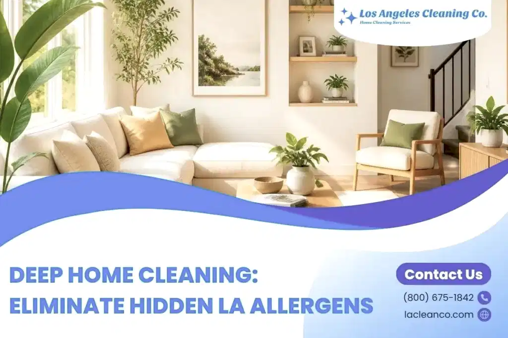 Los Angeles Cleaning Co. banner for deep home cleaning and allergen removal services.