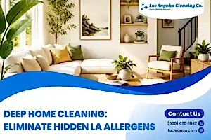 Los Angeles Cleaning Co. banner for deep home cleaning and allergen removal services.